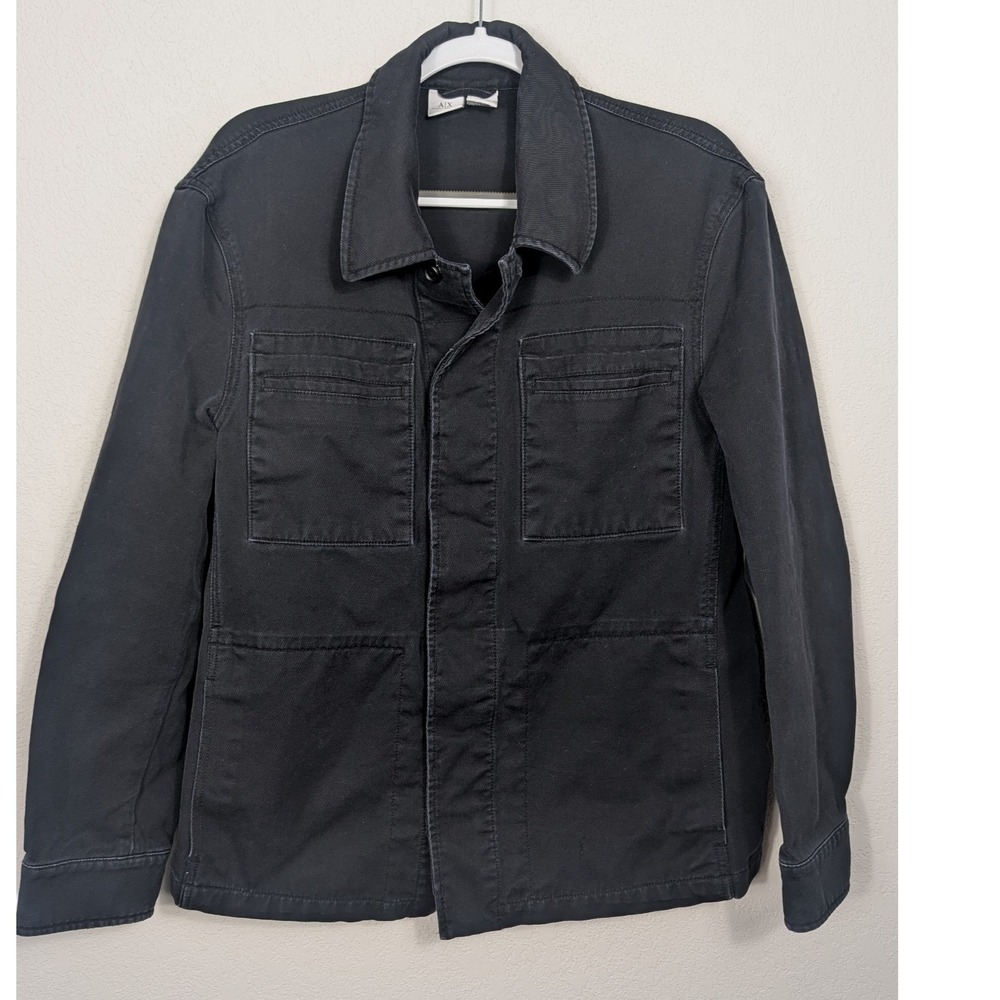 AX Armani Exchange‎ Men Black Utility Jacket Cotton Button Up Size L